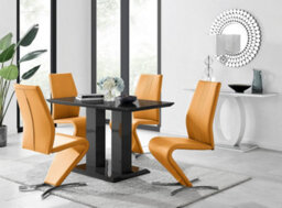 Furniturebox Imperia 4 Modern Black High Gloss Dining Table And 4 Mustard Yellow Luxury Willow Chairs Set - thumbnail 1