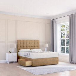 "Sloomy 4Ft Alabama Divan Bed Base Latte Dumfries ,4 Drawers & 26"" Struts Headboard - Small Double" - thumbnail 1