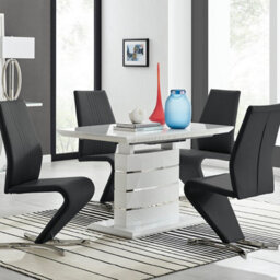 Furniturebox Uk Renato 120Cm High Gloss Extending Dining Table And 4 Black Willow Chairs - thumbnail 1