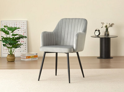 Outdoor Living (NW) Ltd Charlotte Velvet Comfort Dining Chairs - Grey - Set Of 2 - image 1