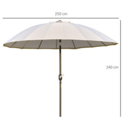 Outsunny 2.5M Round Curved Adjustable Parasol Outdoor Metal Pole Off-White - thumbnail 3