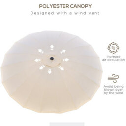 Outsunny 2.5M Round Curved Adjustable Parasol Outdoor Metal Pole Off-White - thumbnail 6