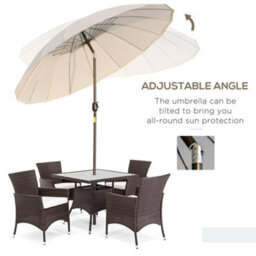 Outsunny 2.5M Round Curved Adjustable Parasol Outdoor Metal Pole Off-White - thumbnail 5