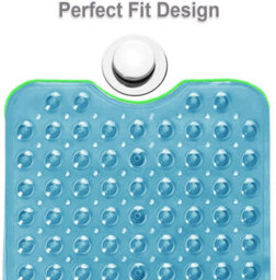 Ameha Shower Mat Non Slip 40X100Cm Bath Mat With Suction Cups Grip & Drain Holes Mats Light Blue Soft Touch Bathroom Mat - thumbnail 2