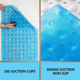 Ameha Shower Mat Non Slip 40X100Cm Bath Mat With Suction Cups Grip & Drain Holes Mats Light Blue Soft Touch Bathroom Mat - thumbnail 7