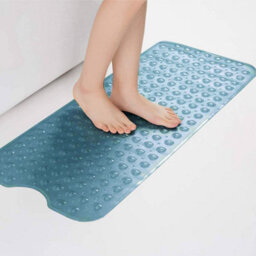 Ameha Shower Mat Non Slip 40X100Cm Bath Mat With Suction Cups Grip & Drain Holes Mats Light Blue Soft Touch Bathroom Mat - thumbnail 3