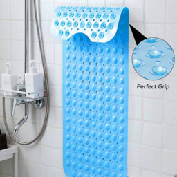 Ameha Shower Mat Non Slip 40X100Cm Bath Mat With Suction Cups Grip & Drain Holes Mats Light Blue Soft Touch Bathroom Mat - thumbnail 9