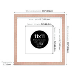 "11X11"" Bronze Picture Frame - 11X11"" Square Frame With 9X9"" Mount For 11X11""/9X9"" Pictures Art Deco Style Room Decor, 1 Pack" - thumbnail 2