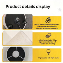 Amorly 1 Pack Minimalist Printed Fabric Desk Lamp,usb Powered Warm White Ambient Light, Decorative Table Lamp For Bedroom Home Decoration - thumbnail 6