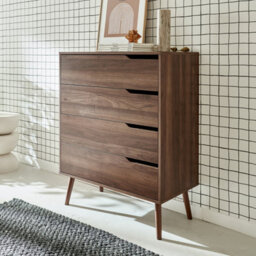 Sweeek - 4-Drawer Chest With Walnut Wood Effect Walnut Wood-Effect 80X40X99 Cm - Nepal - thumbnail 5