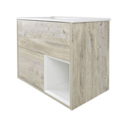 Homestylestore 810mm Light Oak Wall Hung Bathroom Vanity Unit With Basin - thumbnail 3