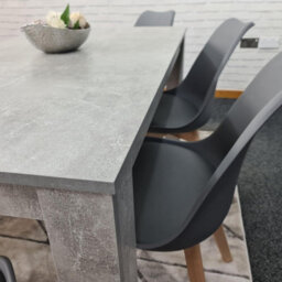 Kosy Koala Stone Grey Effect Wood Dining Table Set With Bench And 4 Grey Plastic Chairs Modern Dining Room Furniture - thumbnail 5