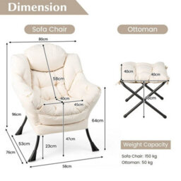 Modern Leisure Reading Chair Lounge Chair With Pillow - thumbnail 2