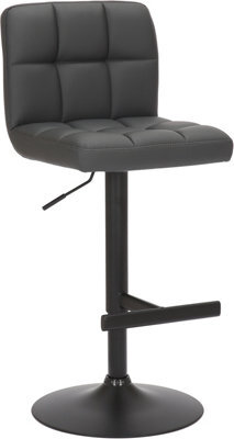 Lamboro Allegro Single Kitchen Bar Stool, Matt Black Footrest, Adjustable Swivel Gas Lift, Breakfast & Home Barstool, Charcoal Grey - image 1