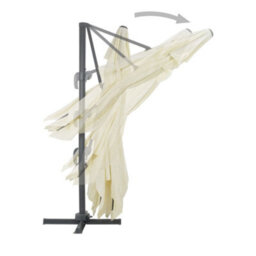 Berkfield Cantilever Umbrella With Aluminium Pole 400X300 Cm Sand - thumbnail 4