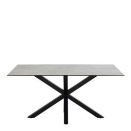 Wyld Haus Perth 160Cm Grey Ceramic 6-Seater Dining Table With Black Metal Cross Base - thumbnail 2