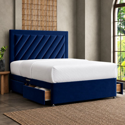Luxury Upholstered Divan Bed With Side Storage Drawers & Tall Headboard - image 1