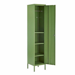 MMT Funiture Designs Green Metal Locker Tall 3 Shelf Cabinet, 1 Door Modern Industrial Rustic Wardrobe Storage Cupboard For Living Room Or Office - thumbnail 2