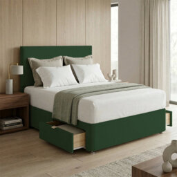 "Adore Designs Victoria Plush Velvet Divan Bed, 50"" Headboard & Mattress - 5Ft Kingsize - Emerald Green - 4 Drawers" - thumbnail 1