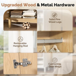 Oak & 76W X 48D X 172H Centimetres 2 Doors Wardrobe, Grille Wardrobes For Bedroom - thumbnail 5
