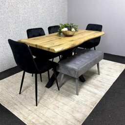 Kosy Koala Dining Set Of 5 Dining Table Set With 4 Black Velvet Chairs And 1 Grey Bench Dining Room Furniture