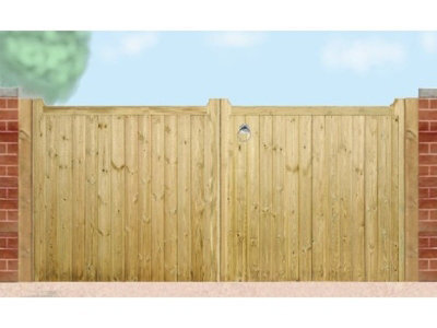 Cannock Gates Drayton Square Top Low Double Driveway Gate - Pressure Treated Scandinavian Redwood - W3600 X H950 mm - image 1