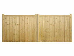 Cannock Gates Drayton Square Top Low Double Driveway Gate - Pressure Treated Scandinavian Redwood - W3600 X H950 mm - thumbnail 2