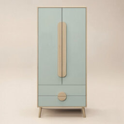Flair Noah 2 Door Wardrobe With 2 Drawers Oak & Green - thumbnail 5