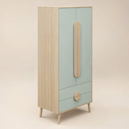 Flair Noah 2 Door Wardrobe With 2 Drawers Oak & Green - thumbnail 6
