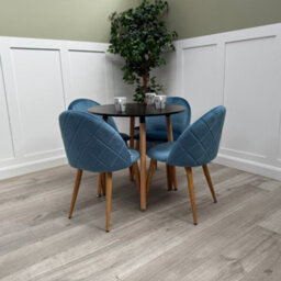 Life Interiors Lucia Dining Set With Round Table And Set Of 4 Lucia Velvet Dining Chairs - thumbnail 3