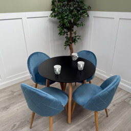 Life Interiors Lucia Dining Set With Round Table And Set Of 4 Lucia Velvet Dining Chairs - thumbnail 1