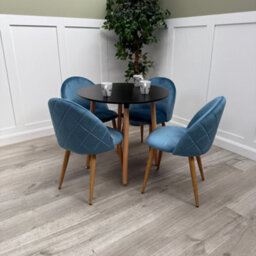 Life Interiors Lucia Dining Set With Round Table And Set Of 4 Lucia Velvet Dining Chairs - thumbnail 4