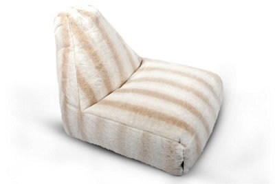 Littens Cream Rabbit Faux Fur Striped Large Lounger Bean Bag Gaming Seat 90Cm X 75Cm - image 1