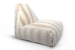 Littens Cream Rabbit Faux Fur Striped Large Lounger Bean Bag Gaming Seat 90Cm X 75Cm - thumbnail 4