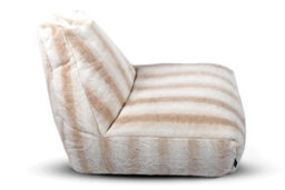 Littens Cream Rabbit Faux Fur Striped Large Lounger Bean Bag Gaming Seat 90Cm X 75Cm - thumbnail 3