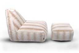 Littens Cream Rabbit Faux Fur Striped Large Lounger Bean Bag Gaming Seat 90Cm X 75Cm - thumbnail 5