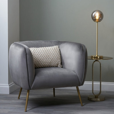 Pacific Lifestyle Lucca Grey Velvet And Metal Modern Occasional Armchair - image 1