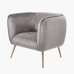 Pacific Lifestyle Lucca Grey Velvet And Metal Modern Occasional Armchair - thumbnail 4