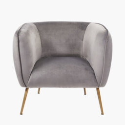 Pacific Lifestyle Lucca Grey Velvet And Metal Modern Occasional Armchair - thumbnail 2
