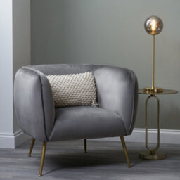 Pacific Lifestyle Lucca Grey Velvet And Metal Modern Occasional Armchair