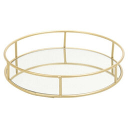 Urbn-Living 2-Pc Metal Gold Round Mirror Tray - thumbnail 4