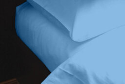 100% Pure Cotton Duvet Cover Bed Set In Plain Light Blue By Euphoric Bedding - thumbnail 4