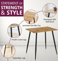 Hallowood Furniture Cullompton Small 80Cm Rectangular Dining Table With 2 Taupe Leather Effect Chairs - thumbnail 4