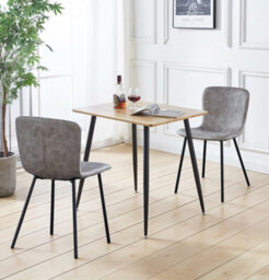 Hallowood Furniture Cullompton Small 80Cm Rectangular Dining Table With 2 Taupe Leather Effect Chairs - thumbnail 1