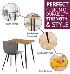 Hallowood Furniture Cullompton Small 80Cm Rectangular Dining Table With 2 Taupe Leather Effect Chairs - thumbnail 2
