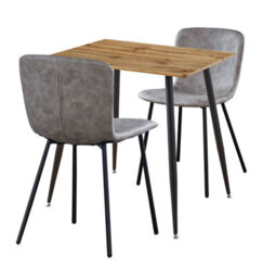 Hallowood Furniture Cullompton Small 80Cm Rectangular Dining Table With 2 Taupe Leather Effect Chairs - thumbnail 9