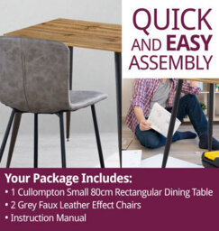 Hallowood Furniture Cullompton Small 80Cm Rectangular Dining Table With 2 Taupe Leather Effect Chairs - thumbnail 8