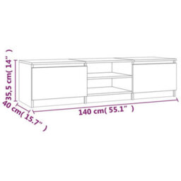 Berkfield Tv Cabinet Grey Sonoma 140X40X35.5 Cm Engineered Wood - thumbnail 7
