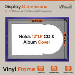 "AK Frames 25X17"" Purple Classic Vinyl Record Frame With Mid Grey Mount For 12 Inch Lp Cover & Disc - Overlapped Design" - thumbnail 2