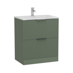 Royal Bathrooms Evora 700mm Sage Green Fluted Floor Standing Bathroom Vanity Unit 2 Drawer Cabinet Storage With Stone Basin - 1 Tap Hole - thumbnail 8